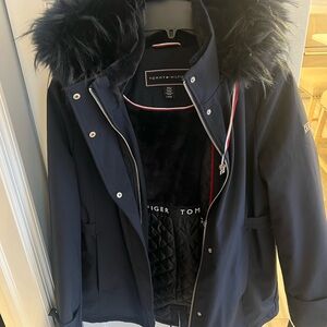 Tommy Hilfiger Black Jacket with Fur Trim